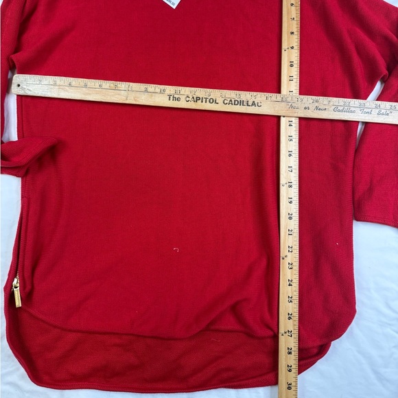 NWT Michael Kors Side Zip Knit Red Sweater Crimson XL Retail 99 A040525 - Picture 6 of 6